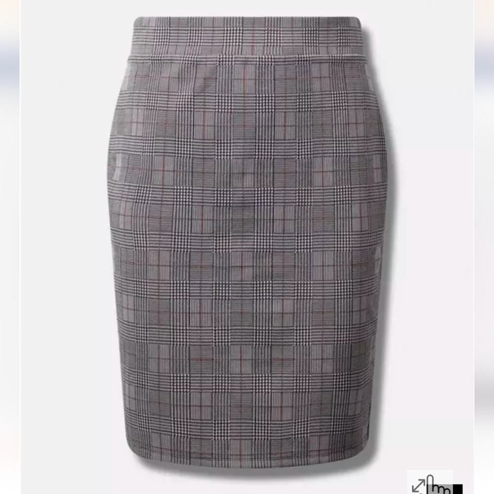 New Torrid Pencil Skirt Double Knit plaid jacquard Black White & Red Size 2x